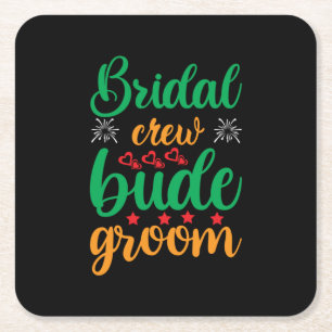 Hochzeits Braut Crew Bräutigam Rechteckiger Pappuntersetzer