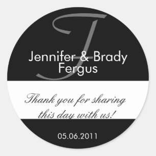 Hochzeits-Braut-und Bräutigam-Monogramm F Favor-St Runder Aufkleber