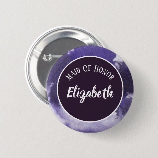 Hochzeits-Brautjungfern-Trauzeugin-lila Veilchen Button (Vorne & Hinten)