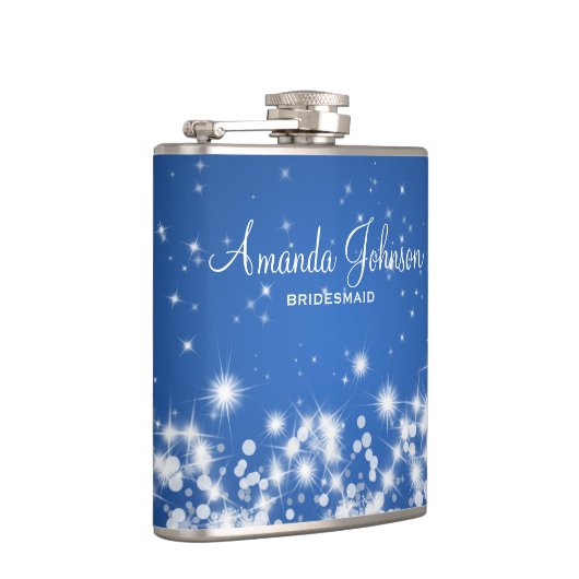 Hochzeits-Brautjungfern-Winter-Schein-Blau Flachmann (Rechts)