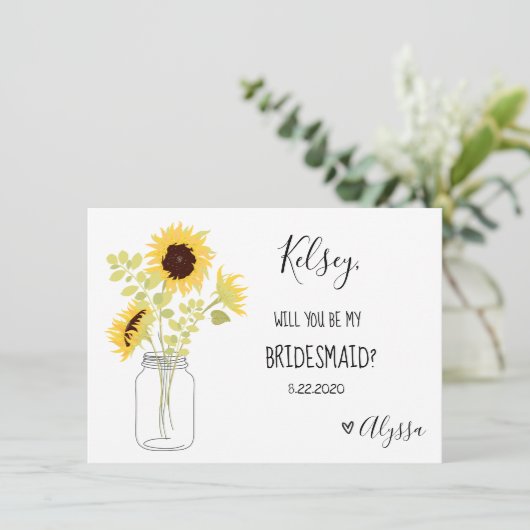 Hochzeits-Brautparty-Brautjungfern-Antrag-Karte Dankeskarte (Stehend Vorderseite)