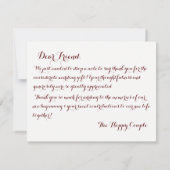 Hochzeits-Brautparty danken Ihnen Anmerkungen Dankeskarte (Rückseite)