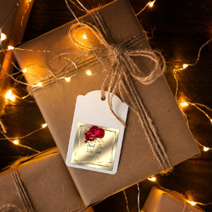 Hochzeits Brautparty Geschenk Rot Blumen Gold Quadratischer Aufkleber