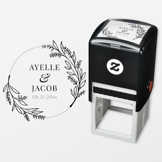 Hochzeits-Briefmarke aus rustikalem Blumenrahmen Permastempel