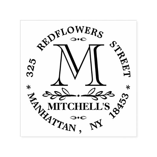 Hochzeits-Briefmarke der Monogram-Adresse Permastempel (Design)