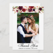 Hochzeits-BurgunderblumenFoto Dankeskarte (Vorne/Hinten)