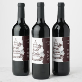 Hochzeits-Cake Climbers Weinetikett