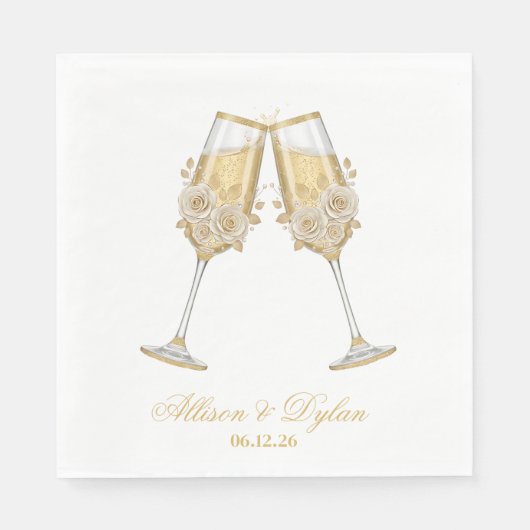 Hochzeits-Champagner-Papier-Servietten Serviette (Vorderseite)
