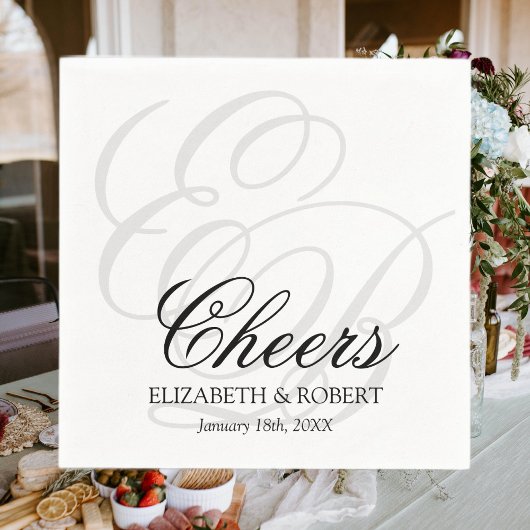 Hochzeits-Cocktail Einfache Cheers-Monogramm Serviette