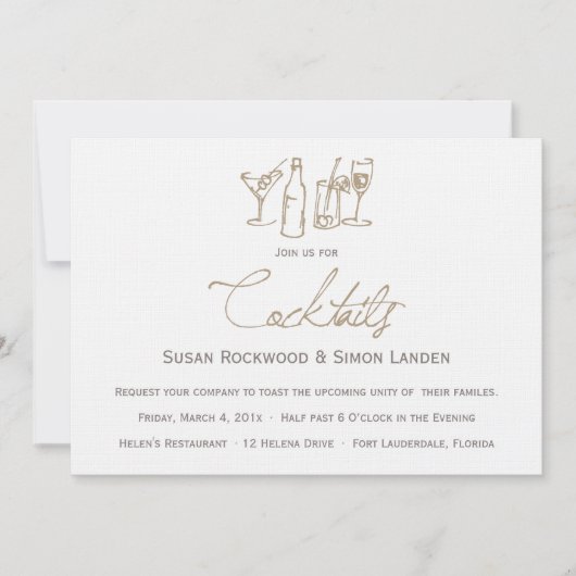 Hochzeits-Cocktail-Einladungen | Brown Einladung (Vorderseite)