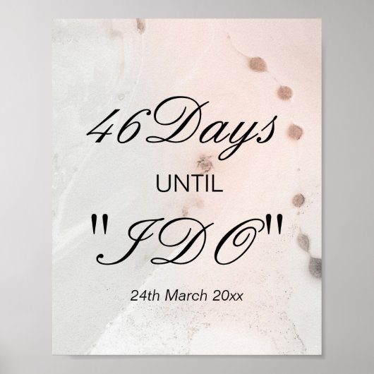 Hochzeits Countdown-Schild Poster (Vorne)