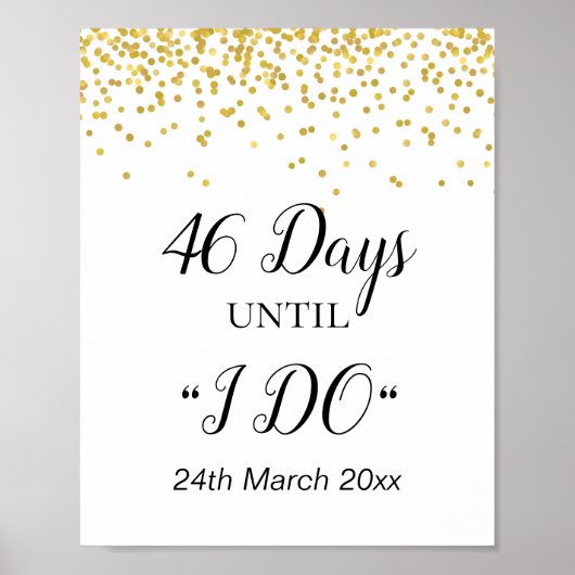 Hochzeits Countdown-Schild Poster (Vorne)