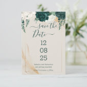 Hochzeits-Cream Save-the-Date Smaragdgrün Save The Date (Stehend Vorderseite)
