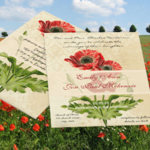 Hochzeits-Damaskus-Botanik-Mohn in Not Einladung