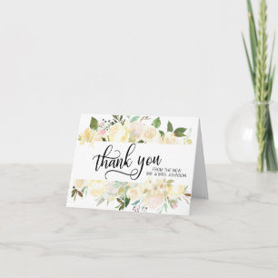 Hochzeits-Danke-Blumen-Aquarell Rosa Elfenbein Dankeskarte