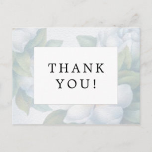 Hochzeits-Danke-silberweiße Blüten des Blumenhartr Postkarte