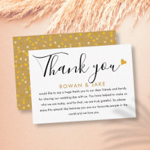 Hochzeits-Dankeschön Gold Herz Chic Script