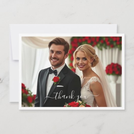 Hochzeits-Dankeschön - Herzförmige rote Rosen Dank Dankeskarte (Vorderseite)