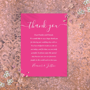 Hochzeits-Dankeschön-Signatur-Script in Hot Pink Platzkarte