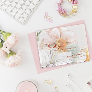 Hochzeits-Dankeskarten Blush Pfirsich Blumen Postkarte