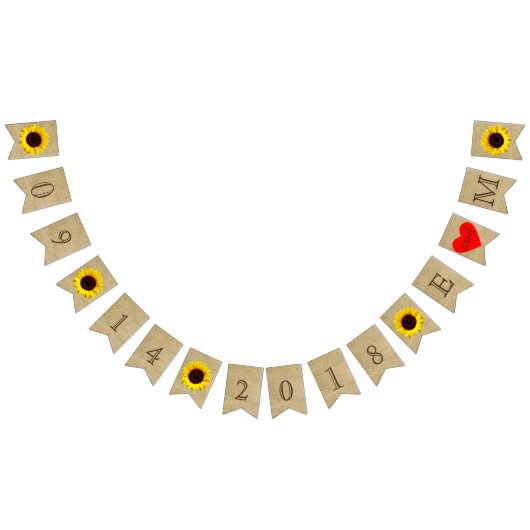 Hochzeits-Datums-Initialen-Leinwand-Blick und Wimpelkette (Alle)