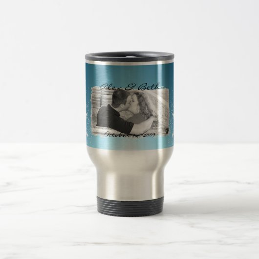 Hochzeits-Datums-Reise-Tasse Reisebecher (Mittel)