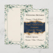 Hochzeits-Details Karte mit floralem Rand | Elegan (Vorne/Hinten)