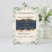 Hochzeits-Details Karte mit floralem Rand | Elegan (Stehend Vorderseite)