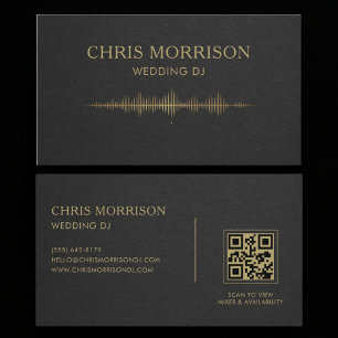 Hochzeits-DJ-Musik Schwarz Gold QR-Code Profession Visitenkarte