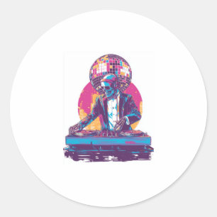 Hochzeits-DJ-Schädel � Lustiger formeller Party-Sk Runder Aufkleber