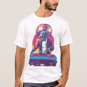 Hochzeits-DJ-Totenkopf � Lustiger formeller Party- T-Shirt