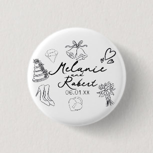 Hochzeits-Doodle Save-the-Date-Hochzeitsjubiläum  Button