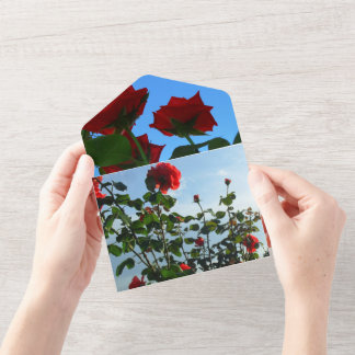 Hochzeits-Einladung alles in einem rote Rosen Foto All In One Einladung