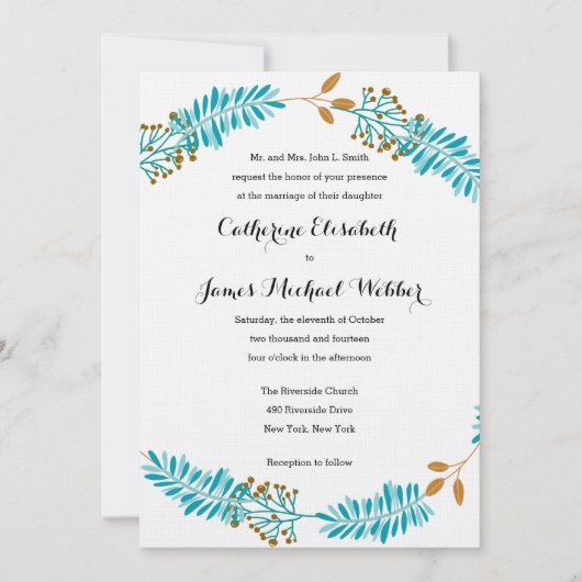 Hochzeits-Einladung bewirtet von den Eltern der Einladung (Vorderseite)