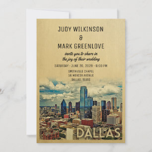 Hochzeits-Einladung Dallas Texas Vintage Skyline Einladung