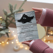 Hochzeits-Einladung für Angelfreunde altes Holzboo
