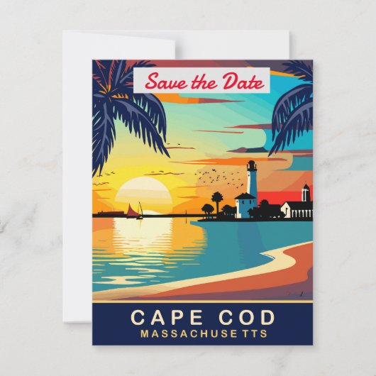 Hochzeits-Einladung für eine Strandhochzeit auf Ca Save The Date (Vorderseite)
