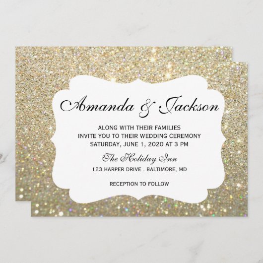 Hochzeits-Einladung - Glit tolle zwei - Gold Einladung (Vorne/Hinten)