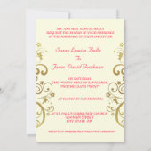 Hochzeits-Einladung--GoldWirbel u. rotes 12x18 Einladung (Rückseite)