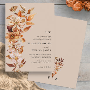 Hochzeits-Einladung im Herbstlook mit Monogramm Einladung