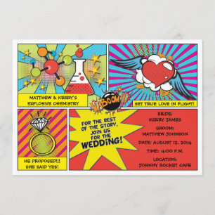 Hochzeits-Einladung im Pop-Art-Comic-Stil Einladung