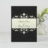 Hochzeits-Einladung - Kristallweiß auf schwarzem Einladung (Stehend Vorderseite)