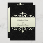 Hochzeits-Einladung - Kristallweiß auf schwarzem Einladung (Vorne/Hinten)