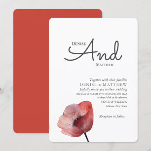 Hochzeits-Einladung mit Klappmohn aus Seidenpapier Einladung