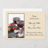 Hochzeits-Einladung mit Weingläsern und Rotwein Einladung (Vorne/Hinten)