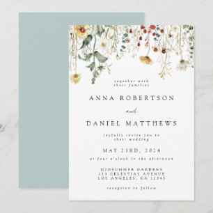 Hochzeits-Einladung mit Wildblumen-Motiv Einladung