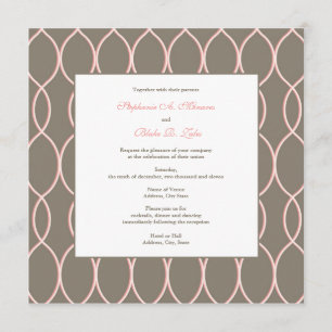 Hochzeits-Einladung - Monogramm-Rosa und Brown Einladung
