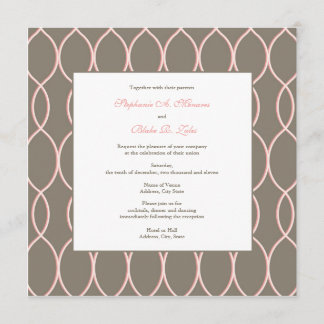 Hochzeits-Einladung - Monogramm-Rosa und Brown Einladung
