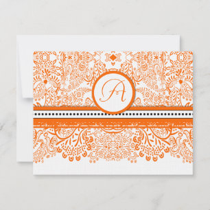 Hochzeits-Einladung Orange Love Birds RSVP Karte