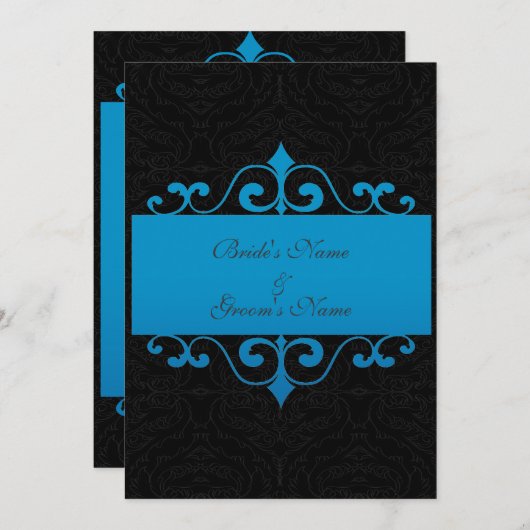 Hochzeits-Einladung - Pastellozean-Blau und Einladung (Vorne/Hinten)